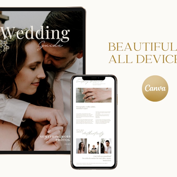 Canva Photography Pricing Template, Branding Price Packages Guide, Photographer Canva Wedding Marketing Template, PDF Magazine Guidebook