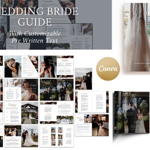 Canva Bride Guide Magazine Template For Photographers, Wedding Timeline Preparation Guide, Tricks & Tips Marketing Template, PDF Guidebook