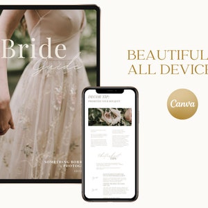 Canva Bride Guide Magazine Template For Photographers, Wedding Timeline Preparation Guide, Tips & Tricks Marketing Template, PDF Guidebook