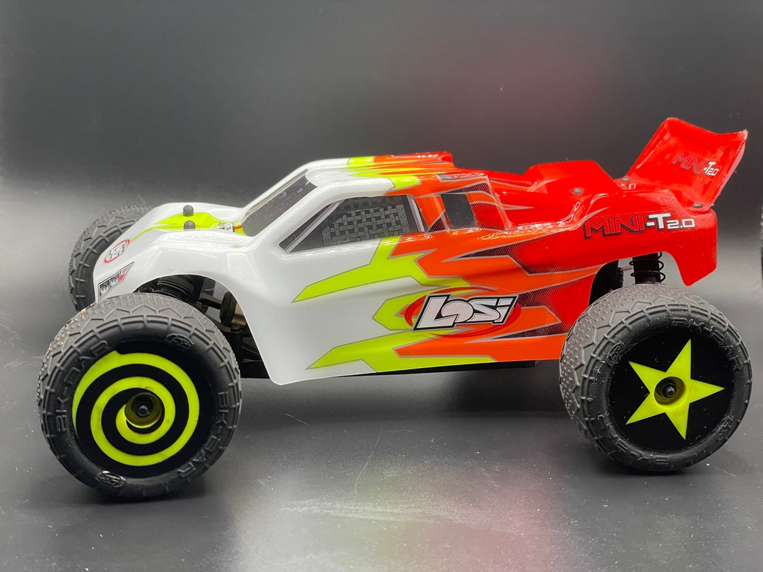 thumbnail image 2 of Mounted Front Wheels For Losi Mini T 2.0 - Yellow Directional Off-Road Tires 2 of 12