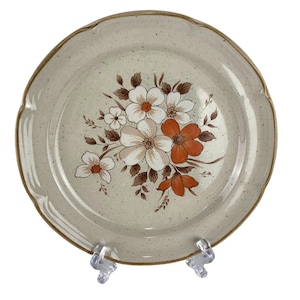 Almond Flair Set Of 2 Vintage Stoneware Salad Plates Floral Design