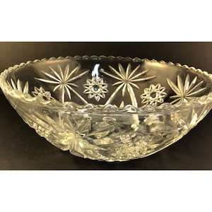 Vintage Anchor Hocking Star of David Large Clear Glass Salad Bowl