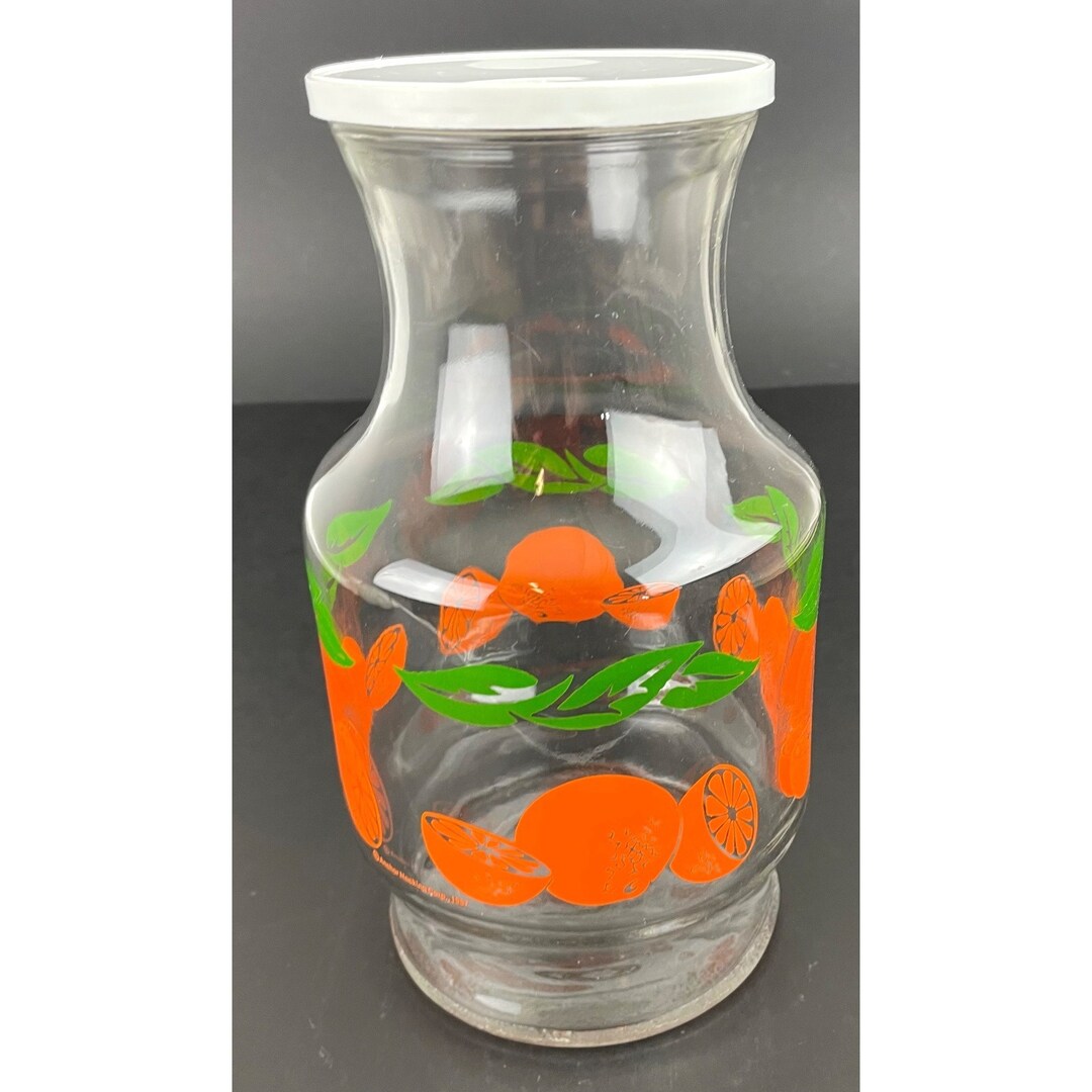 Vintage Glass Orange Juice Carafe With Lid USA Etsy
