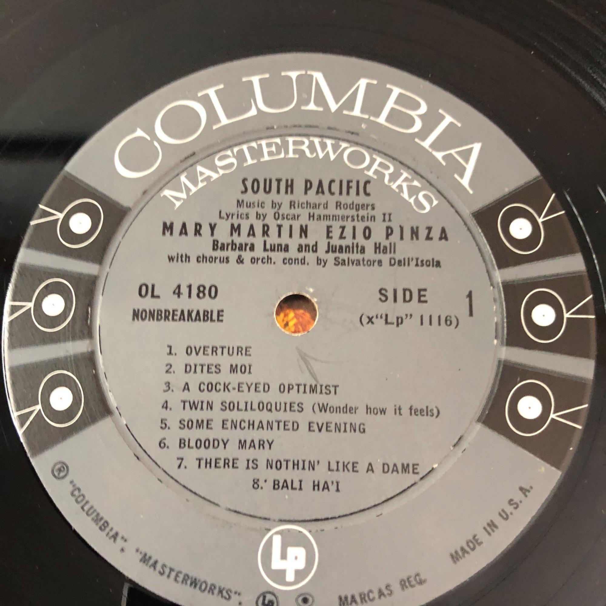 ロジャース＆ハマースタインの南太平洋ビニールLPレコード 1958年