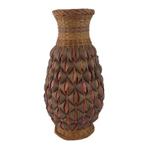 Handwoven Wicker Rattan Vase With Ceramic Lining