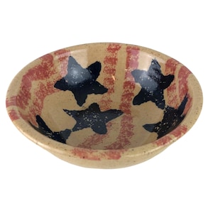 Buckeye Stoneware Pottery 6-3/4" Bowl America Collection Stars & Stripes