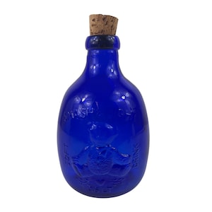 Shoei Cobalt Blue Glass Bottle Embossed Smash & Light Design Cork Stopper