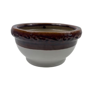 Handgemaakte keramische plantenpot met bruin en beige glazuur - rustieke stijl