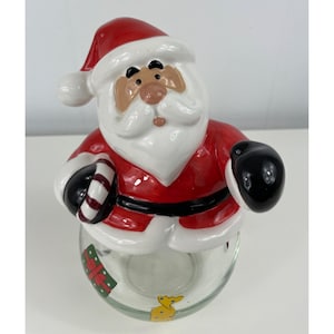 Récipient de rangement de Noël, décoration de Noël, pot de bonbons en céramique/verre du père Noël