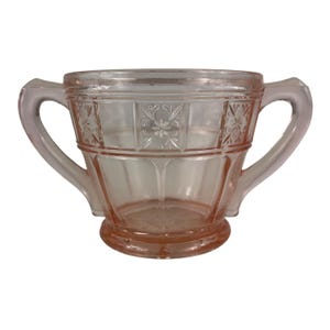 Vintage Jeannette Depression Glass Doric Pink Sugar Bowl