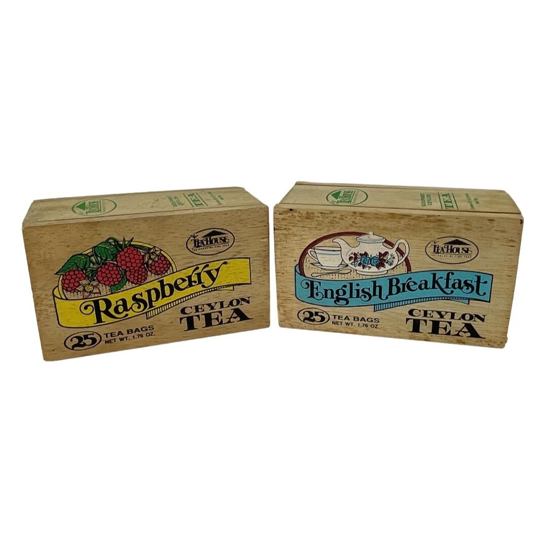 Teahouse Raspberry & English Breakfast Ceylon Tea Wooden Box W/ Slide ...