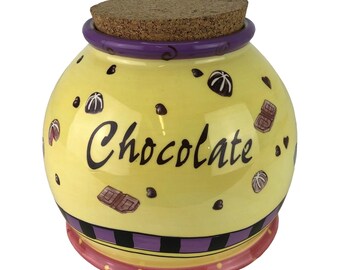 Pot d'argent chocolat vintage Bella Casa par Ganz en céramique multicolore avec couvercle