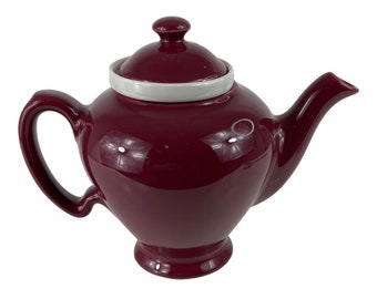 Vintage McCormick Tea Baltimore MD Maroon Ceramic Teapot USA W/ Lid & Infuser