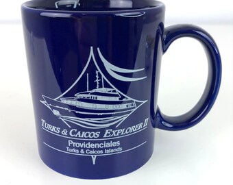 Turks & Caicos Explorer II Providenciales Navy Blue Ceramic Coffee Mug Cup