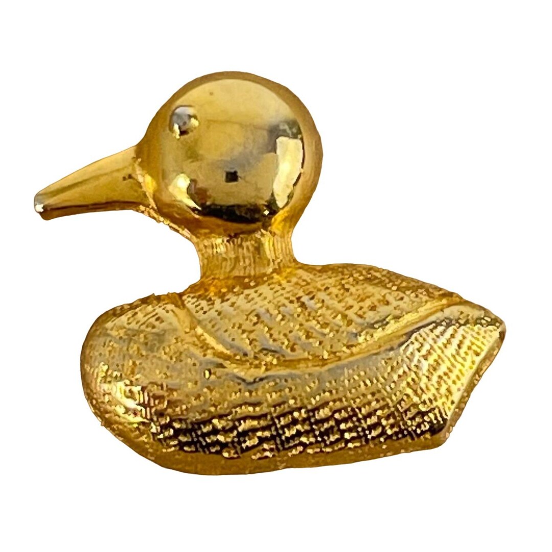 Vintage Dotty Smith Gold Tone Duck Textured Lapel Pin - Etsy display picture 1