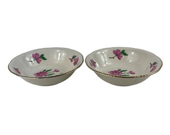 Homer Laughlin Apple Blossom (Liberty) Coupe Cereal Bowl Gold Trim