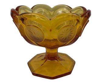 Fostoria Amber Coin Glass Footed Open Jam/Jelly Compote Dish Bowl