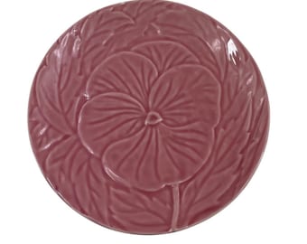 Bordallo Pinheiro Pink Floral Ceramic Plate Made In Portugal