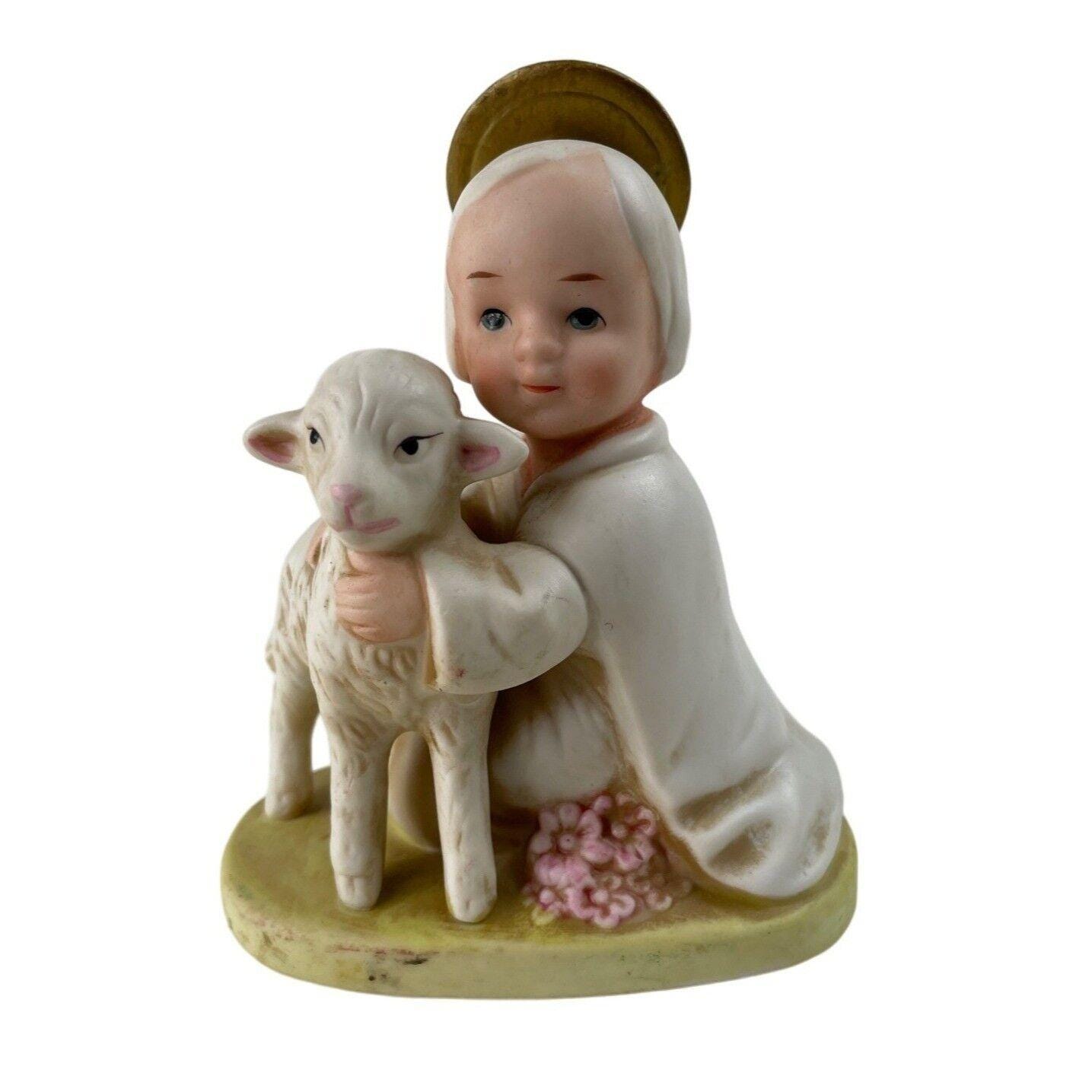 Little Shepherd Boy Lamb Christmas Nativity Homco Figurine 5605 Angel Jesus