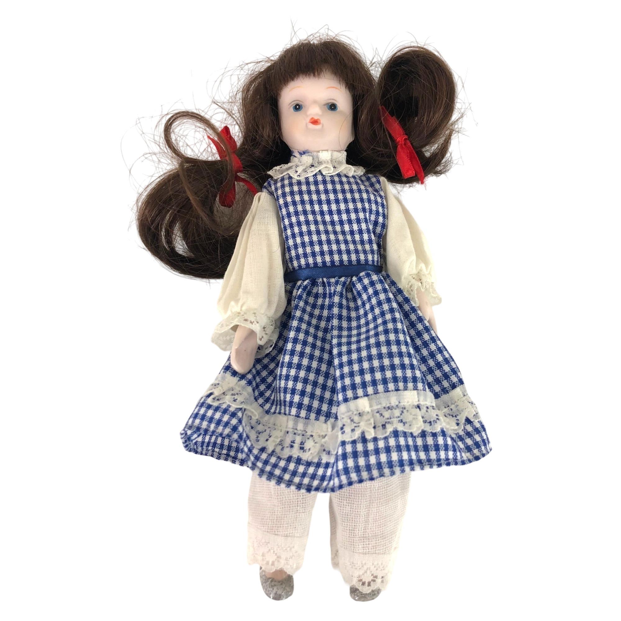 Robe De Poupée Ancienne – Rose à Carreaux Vichy, Vintage Et Charmante