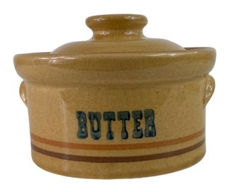 Pfaltzgraff Butter Tub/Crock & Lid Ceramic Vintage 80s America Pattern