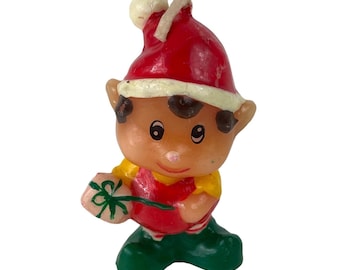 Vintage Russ Berrie Miniature Candle Christmas Elf Decor Retro