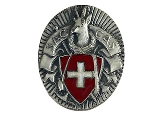 Swiss Alpine Club SAC CAS Vintage Metal Pin Badge Huguenin Frères & Cie