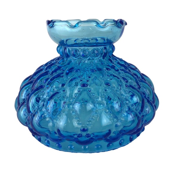 Vintage Fenton Blue Glass Quilted Diamond Lamp Shade Votive Fitter 3-5/8"