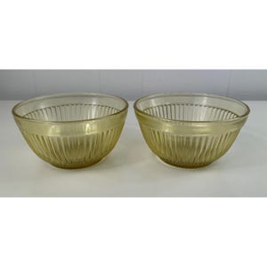 Vintage Federal Glass 5.25&quot; Amber Ribbed Depression Glass Bowls Set Of 2
