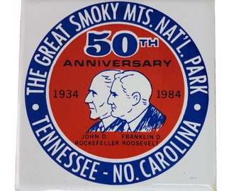 Great Smoky MTS. National Park 50th Anniversary Multi Colored Ceramic Trivet