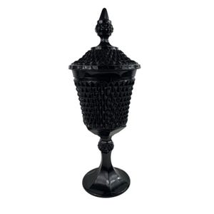 Black Tiara Indiana Glass Diamond Point Apotheker Snoeppot Vintage Jaren 60