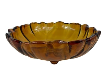 Vintage ambre Indiana verre guirlande tournesol grands pieds bols à fruits en relief