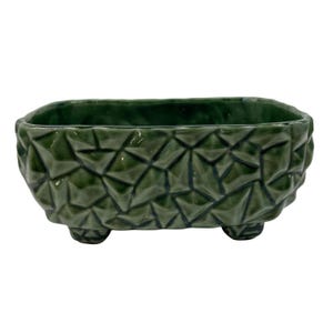 Pot de fleurs rectangulaire vert vintage McCoy Pottery à motif texturé