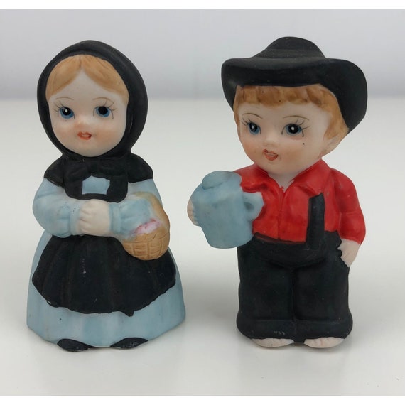 Vintage Amish / Dutch Boy & Girl Ceramic Miniature Salt and - Etsy