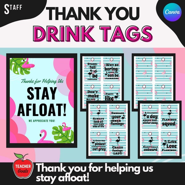 Thank You for Helping Us Stay Afloat! | Teacher Appreciation Week Printable | Teacher Staff Employee Appreciation Gift | Canva | Editable