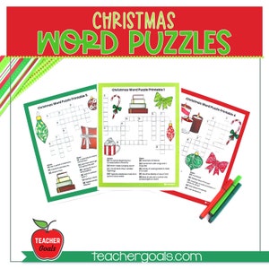 Christmas Crossword Puzzles | Christmas Printables | Christmas Holiday Activities For Kids | Christmas Games | Family Activity Printables