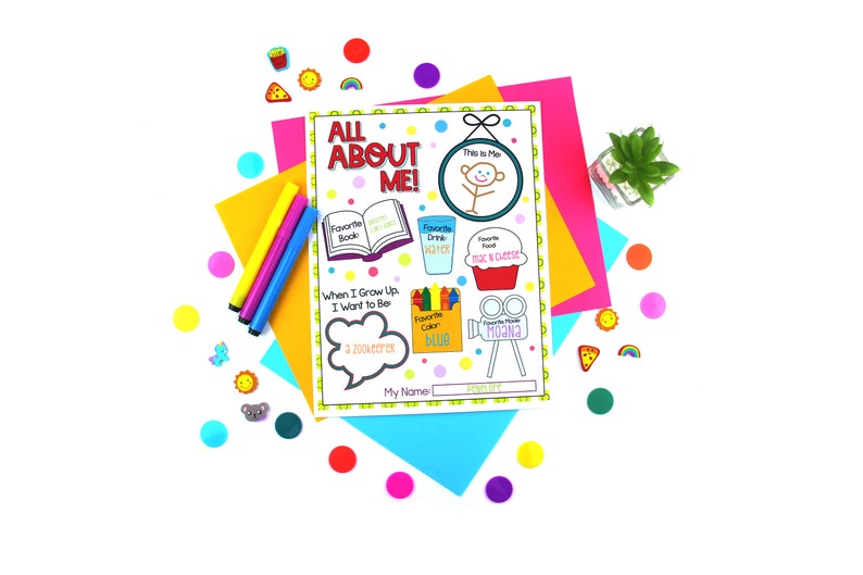 All About Me Printable Back To School Worksheet Etsy