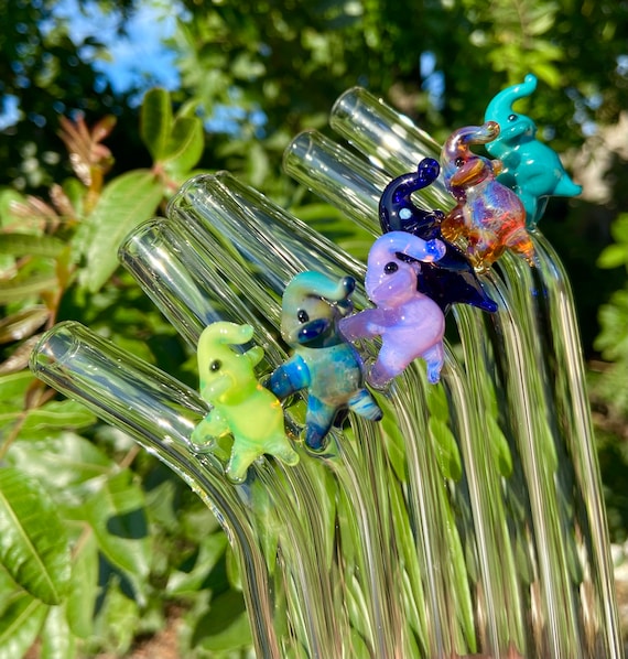 Reusable glass straw Elephant Glass figurines