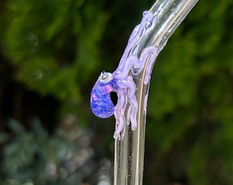 Mini Lila Octopus Wiederverwendbarer Glasstrohhalm.