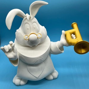 10in Tall 3D Printed White Rabbit