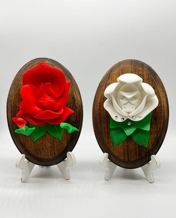 Alice in Wonderland's Red & White Rose Wall Plaque Etsy