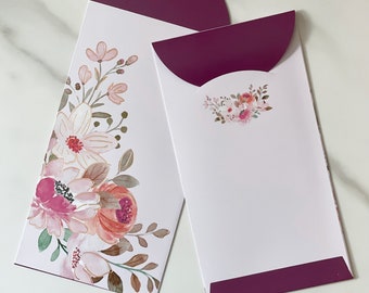 Floral Gift/Money Envelope with Gold Accent (Pack of 8)
