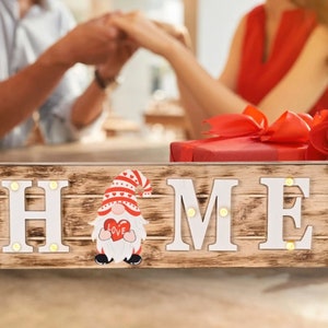 Interchangeable LED Gnome Home Sign - Home - Seasonal - Easter - Gnome home