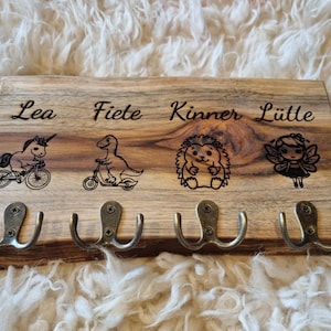 Children&#39;s wardrobe, wardrobe with individual pictures, personalized wardrobe, children, special gift, siblings&#39; wardrobe, teak wood