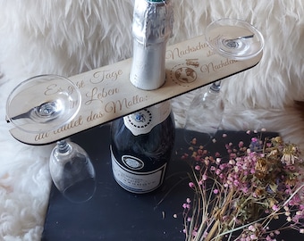 Personalized wine glass holder, wine butler, champagne butler, oval bottle holder, engraving, wine bottle, wine caddy, gift idea for wine lovers