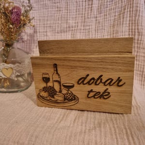 Napkin holder|table decoration|handmade|individual design|small gift|wooden napkin holder|laser engraving|