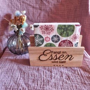 Napkin holder|table decoration|handmade|individual design|small gift|wooden napkin holder|laser engraving|