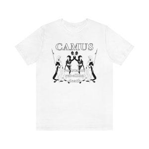 Albert Camus Resistencia Rebelión Muerte Extraño Filosofía Francesa Literatura Jean Paul Sartre Franz Kafka Existencialismo Camiseta ilustrada