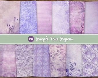 Printable Purple Papers, Purple Ephemera, Purple Flower Junk Journal, Vintage Purple Journal Pages, Violet Scrapbook Papers, 8.5x11", A4