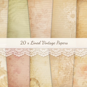 20 x gelinieerd theevlekpapier, koffiegeverfd papierstijl, armoedige vintage thee geverfde tijdschriftenpagina's, gelinieerd oud plakboekpapier, 8,5 x 11 inch en A4